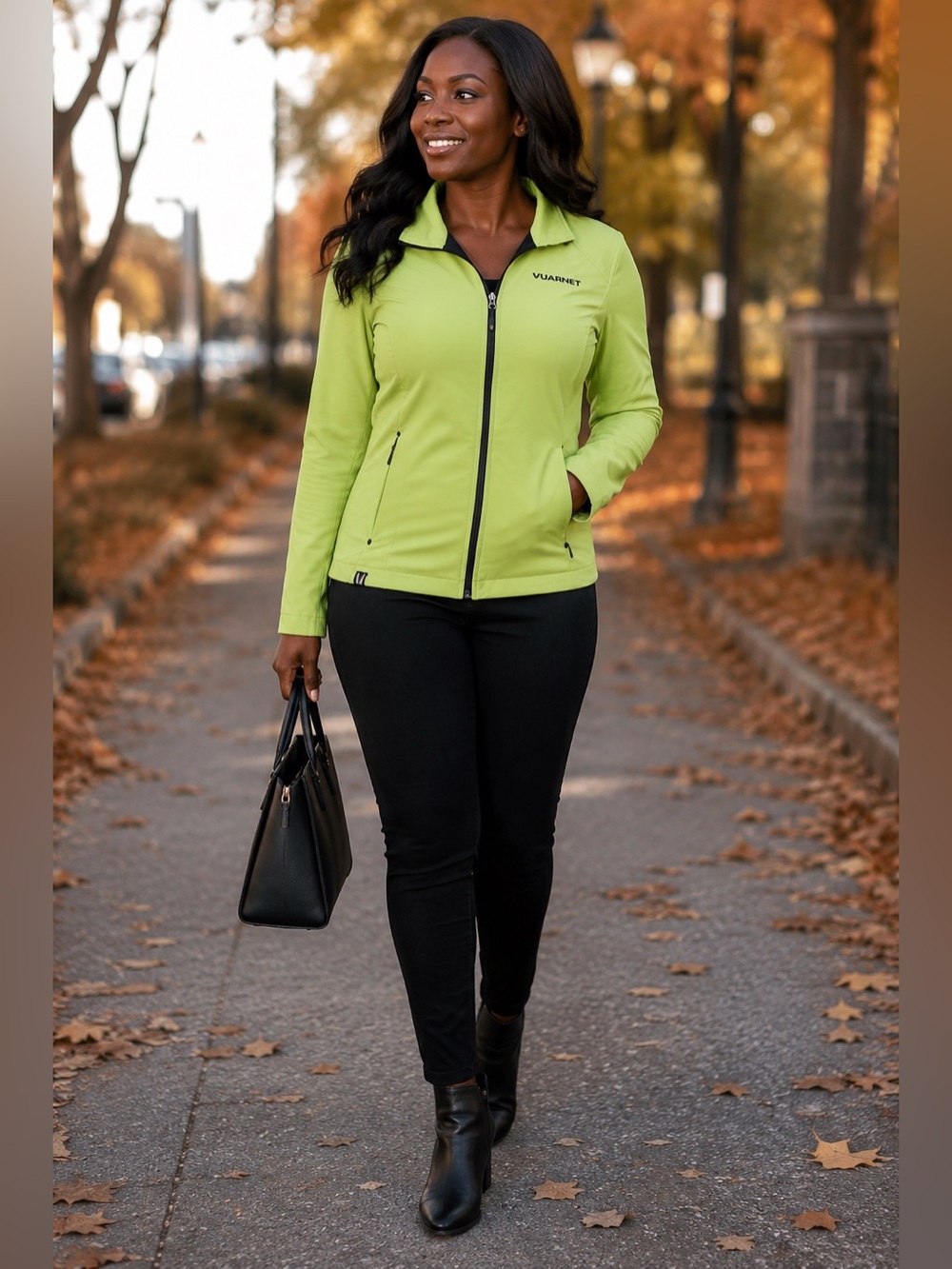 Vuarnet Women's Lime Green Utility Softshell Jacket with Black Trim